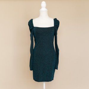 Row A Nordstrom Womens Square Neck Blue Midi Dress, Size Small NWOT